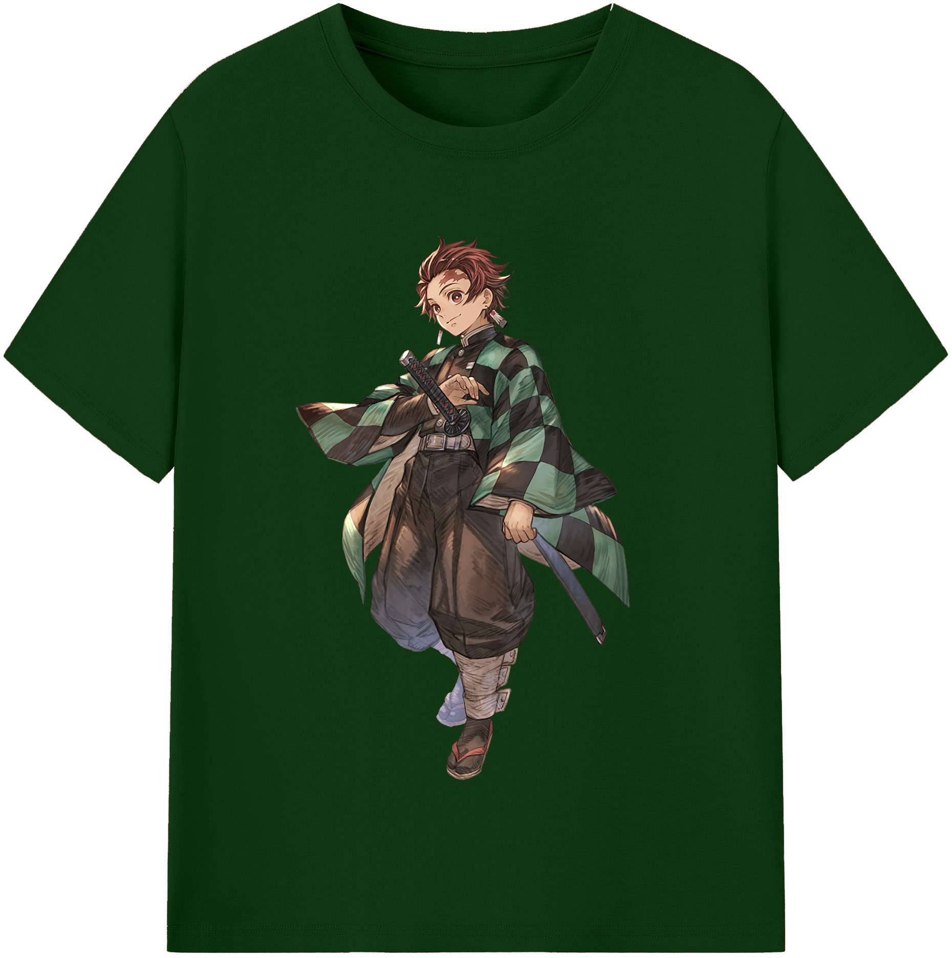 （画像用） 鬼滅の刃 竈門 炭治郎／かまど たんじろう Kamado Tanjirou 綿100％半袖Tシャツ（フロントプリント）